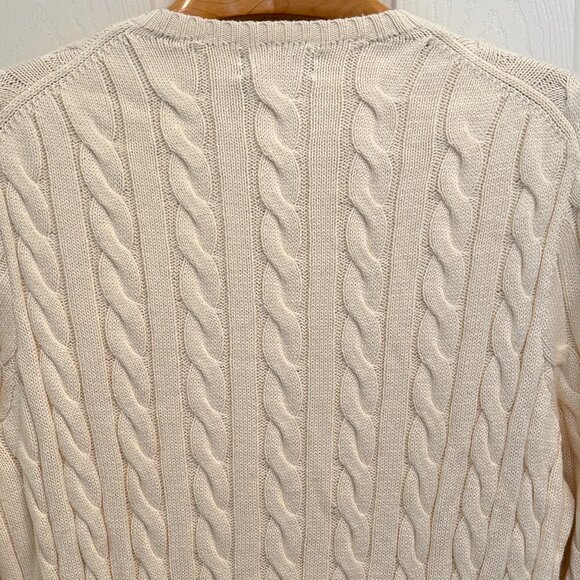 Polo Ralph Lauren Cream Cotton Cable Knit Crewneck Sweater Size Large NWT - Picture 5 of 6